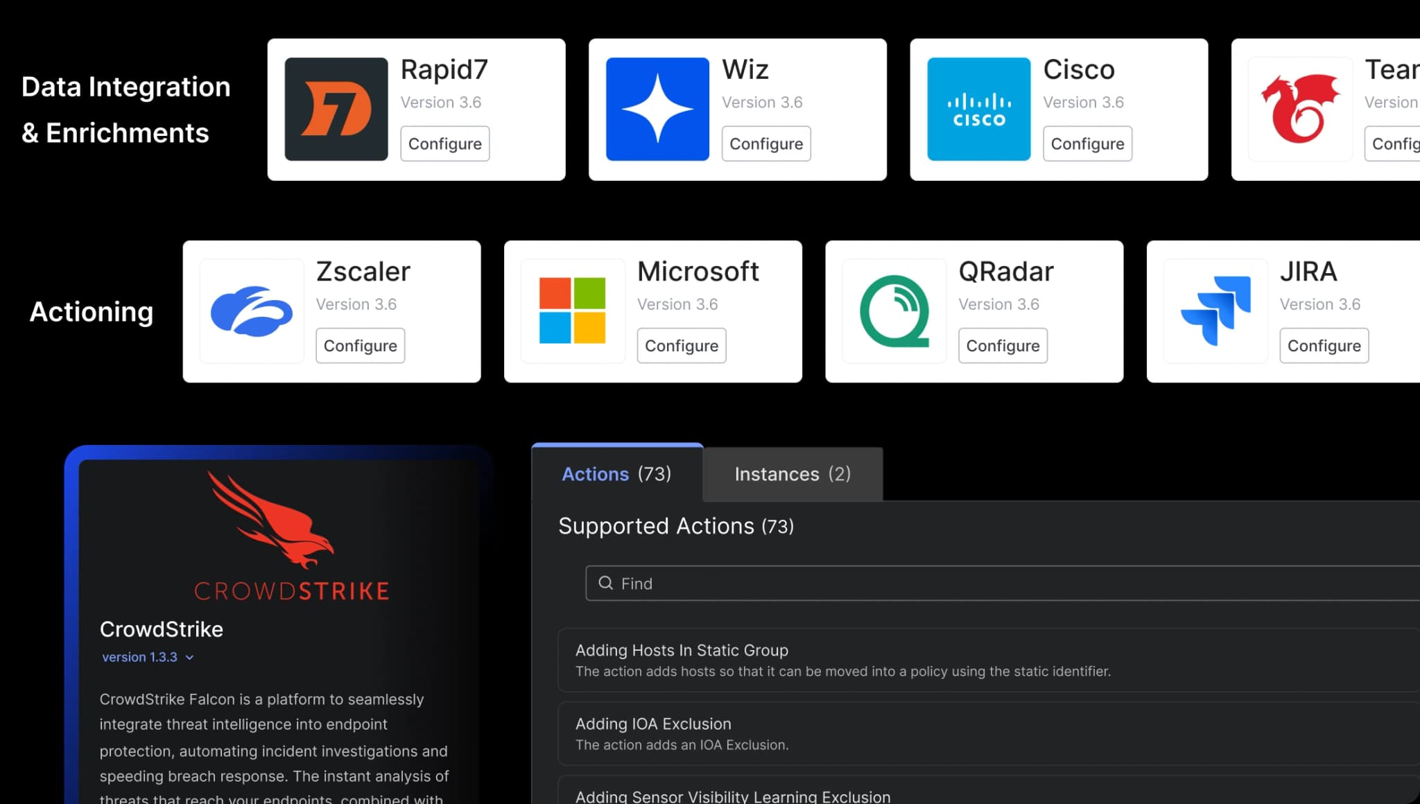 Cyware Security Orchestration Platform enabling streamlined security operations with vendor-agnostic orchestration across 400+ tools