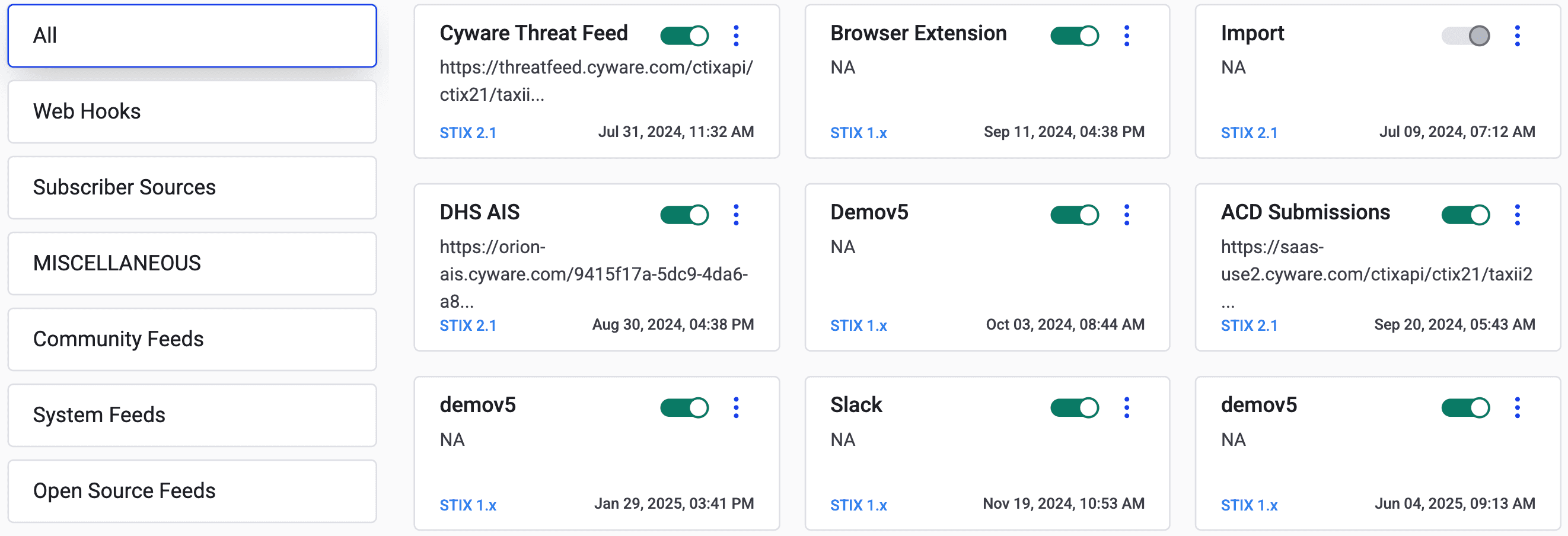 Integration Management - STIX Sources
